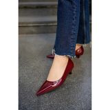 Laminta Cenny Bordo Sivri Burun 4cm Özel Topuklu Kadın Topuklu Ayakkabı