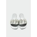 LAMİNTA Cosy Boncuk İşleme Kadın Silver Düz Terlik