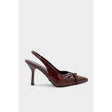 Laminta Nana Bordo Rugan Tokalı Topuklu Ayakkabı
