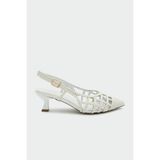Laminta Wenty Örgü Detaylı Beyaz Kadın Topuklu Ayakkabı