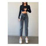 LAMİRAMOOD Siyahkar Mom Süper Yüksek Bel Jean Kot Pantolon