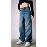 LAMİRAMOOD Tibet Baggy Toka Detaylı Bol Kesim Geniş Paça Rahat Baggy Jean Kot Salaş Kadın Pantolon