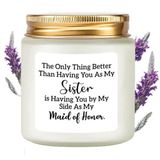 LAMIVEENLA Maid of Honor Hediyeler Kokulu Mum Lavanta - Matron of Honor Kardeş Nedime için Hediyeler Onur Önerisi Hediyeler Hizmetçi Onur Teklifi Hediyeler Soya Mumu 4 oz