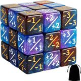 Lamjam 24 Adet Magic The Gathering Token Zar Sayaçları Mermer Küp D6 Zar Parıltılı Yıldızlı Gökyüzü Zar CCG Yaratık İstatistikleri Kart Oyun MTG Aksesuarı (2 Renk Karışık)
