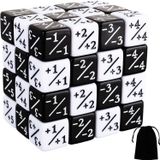 LAMJAM 48 Adet MTG Zar Sayaçları Token Magic Toplama Zar Seti Yaratık İstatistikleri Buff Cube D6 Zar CCG Kart Oyunları Aksesuar (Siyah, Beyaz)