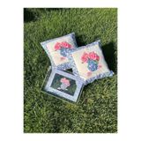 lamoonhome Blue Blanc Vazo Desenli Kırlent - Yastık Kılıfı 2 Li 10576