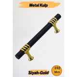 Lamos Mobilya Mutfak Dolabı Çekmece Dolap Kulpları Kapak Kulpu Kulbu Siyah Altın 192 mm Metal Kulp. - Standart