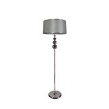 Lampada Milano Küre Krom Kaplama Metal Lambader - Krom Şeritli Hasır Gri