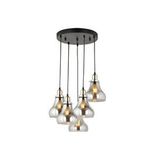 LampaLuce Lampaluce Cono Modern Sarkıt Salon Avizesi 5'li Krom 40x70cm Krom Ampul Hariçtir. Malzemesi: Metal Başlık Rengi: Füme Başlık Malzemesi: CamDuy Tipi : E27 Duylu