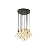 LampaLuce Lampaluce Cono Modern Sarkıt Salon Avizesi 9'lu Sarı 45x70cm Eskitme Ampul Hariçtir. Gövde Malzemesi: Metal Başlık Rengi: Bal Başlık Malzemesi: CamDuy Tipi : E27 Duylu