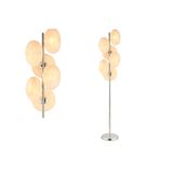 Lampaluce Pianeta Klasik Lambader Modern Tasarım 6 Ampullü Opal Rengi Cam E27 Krom Kaplama 35 cm Çap 150 cm Yükseklik