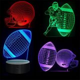 Lampfun Çocuklar için Futbolcu Gece Lambası, 4 Desenli 3D Rugby İllüzyon LED Lambası, Uzaktan Kumanda ve Dokunma ile 16 Renk Değiştirme, Outsports Lover Boys Gençler Çocuk için En İyi Oda Dekoru Doğum Günü