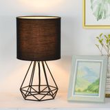 LAMPWELL SIM Modern Masa Lambası, Kumaş Gölgeli ve Tel Tabanlı, Yatak Odası, Oturma Odası, Çocuk Odası veya Üniversite Yurdu için, Çağdaş Dekoratif, Küçük Masa Lambası, Siyah