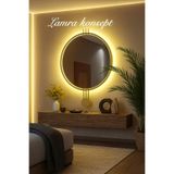 Lamra Dizayn Gold Lamedi Ayna Pilli Kablosuz Led'li 60 X 85 Cm Moderm Dekoratif Duıvar, Salon, Makyaj Aynası