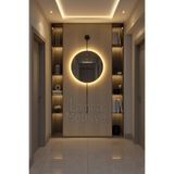 Lamra Dizayn Pilli Kablosuz Led'li Siyah 90X50 Dekoratif Koridor Duvar Salon Mutfak Banyo WC Ofis Aynası