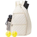 LANBX Pickleball Çantası, Pickelball Askılı Sırt Çantası Crossbody Kapitone Çanta, Erkekler Kadınlar için Turşu Kürek Tenis Badminton Raketleri Tutar (Bej)