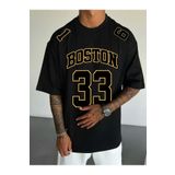 LAND MODA Erkekler için Boston 33 Numaralı Forma T-Shirt - Pembe Rahat Yazlık Tişört,