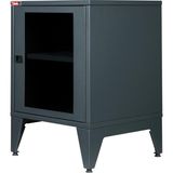 Lande Ziglat Serisi Cam Kapaklı Kilitli Metal Home Office Dolabı Raflı Modern Ofis Dolabı Antrasit Gri 450X1390x450 Mm