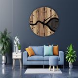 LandiWork Tasarım Atölyesi Ahşap Duvar Saati, 42cm, Sessiz Mekanizmalı, Ev ve Ofis Hediyesi, Modern Duvar Saati, Nature