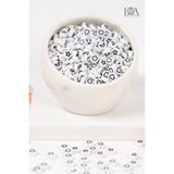 LANDOFACCESSORY 1.Kalite 4x7 mm Plastik Yassı Boncuk Siyah Kalp ,Yıldız ,Papatya, Ay Takı Aksesuarı 25 gr 150 Adet