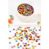 LANDOFACCESSORY 1.kalite 4x7 Mm Plastik Yassı Smile Emoji, Renkli Üzerine Siyah Emoji Boncuk -25 gr - 150 Adet