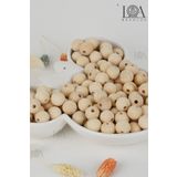 LANDOFACCESSORY 1.Kalite Doğal Ahşap Boncuk - Ham Boncuk - Tahta Boncuk - 25 gr - 14 mm 30 Adet