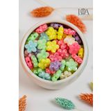 LANDOFACCESSORY 1. KALİTE RENKLİ AKRİLİK BONCUK - ÇİÇEK BONCUK-KOLYE,BİLEKLİK,TOKA - AKSESUARI - 25 GR MİX 35 ADET
