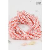 LANDOFACCESSORY Kırık Sedef Doğal Taş - Kolye Bileklik Aksesuarı- Doğal Taş Boncuk - 6 mm Sedef Pembe- 25Adet