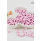 LANDOFACCESSORY Renkli Ahsap Boncuk Bebe Pembe - Yassı Ahşap 10 mm Silindir Model 75 Adet Çanta Boncuk