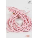 LANDOFACCESSORY Sıkma Doğal Taş -Kolye Bileklik Aksesuarı- Doğal Taş Boncuk - 6 mm Kalp Pembe - 25 Adet
