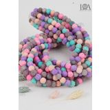 LANDOFACCESSORY Sıkma Doğal Taş - Kolye Bileklik Aksesuarı- Doğal Taş Boncuk - 8 mm Soft Renkli Lav Taşı - 23 Adet