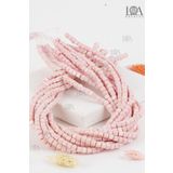 LANDOFACCESSORY Sıkma Doğal Taş - Takı Aksesuarı - Doğal Taş Boncuk - 6 mm Kare Küp Pembe - 40 Adet