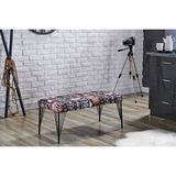 Lane Home Lotus Bench Puf, Desenli, Siyah Metal Ayak - Renkli