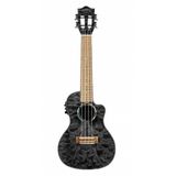Lanikai Qm-Bkcec Quilted Maple Concert Elektro Ukulele (Siyah) | Şık Siyah Burst Sahne Işıltısı