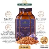 Lanorre %100 Soğuk Sıkım Keten Tohumu Yağı 150ML+150ML+150ML (3 Adet) %100 Saf ve Doğal Flax Seed Oil - 3 Adet - 150 ML