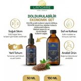 Lanorre %100 Soğuk Sıkım Keten Tohumu Yağı Ev & Çanta Seti (150ML + 50ML)%100 Saf ve Doğal Flax Seed Oil - 150 ML + 50 ML Set