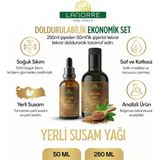 Lanorre %100 Soğuk Sıkım Yerli Tohum Susam Yağı Ev & Çanta Seti (250ML + 50ML) (Susam Yağı) Çok Amaçlı, %100 Saf & Doğal - 250 ML + 50 ML Set