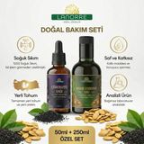 Lanorre Altın Ikili Çörek Otu Yağı 50ML + Kabak Çekirdeği Yağı 250ML| 2'li Doğal Yağ Seti | Analizli %100 Soğuk Sıkım, Saf ve Katkısız - 300 ml