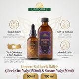 Lanorre Saf İçerik İkilisi: Çörek Otu Yağı (150ML) & Susam Yağı (50ML) Analizli,Saf,Katkısız,Çok Amaçlı - 200 ml