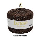 Lanoso Parla 3636 - Yumuşak Simli Pullu El Örgü İpi - %75 Glitter Yarn %25 Payette&Sim 217mt 25gr TEK YUMAK