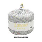 Lanoso Parla 5500 - Yumuşak Simli Pullu El Örgü İpi - %75 Glitter Yarn %25 Payette&Sim 217mt 25gr TEK YUMAK