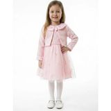 Lanova Kids Bebe Yakalı Çiçek Işlemeli Tüllü Fiyonklu Kız Çocuk Elbise 3-8 Yaş 4423 - 7 - 8 Yaş - Açık Pembe