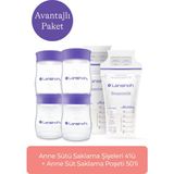Lansinoh® Anne Sütü Saklama Şişeleri 4 Adet + 50'li Süt Saklama Poşeti Avantaj Paketi BPA İçermez