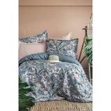 Laorine 210 Tc (83 Tel) Dijital Pamuk Saten Nevresim Takımı Aile Seti - Mavi - Gri - 160 x 220 cm