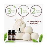 Lapatria 3 Adet Xxxl Yün Çamaşır Kurutma Topu - 1 adet kese - 2 Adet uçuçu yağ - Kurutma Makinesi için - - 10 ml - Beyaz