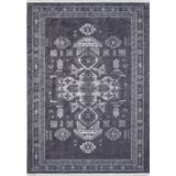 LaPaz Gri Modern Geometrik Etnik Eskitme Desenli Boho Makinada Yıkanabilir Hafif Hav Toz Vermez Leke Tutmaz Kaymaz Taban Dijital Makine Baskı Halı Oturma Odası Salon Yolluk Koridor Mutfak Halısı