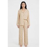 Laperissa Kadın Pijama Takımı Bej 40 Kruvasan Baskılı Saten Dokuma 2 Parça Set