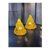 Lapidaria 2 Li Çam Ağacı Kristal Elmas Mum Seti 8 Cm Yılbaşı Süsü Dekoratif Led Mum