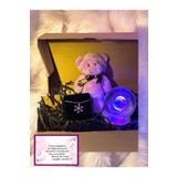 Lapidaria Ayıcık, Lotus Kamelya Çiçeği Kolye Ve Satürn Temalı Işıklı Dolunay 3D Led Işıklı Cam Küre Hediye, LP20240811