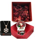 Lapidaria Hediye Kutusunda Yılbaşı Noel Baba Temalı Işıklı Minik Boy Kar Küresi Kartanesi Kolye